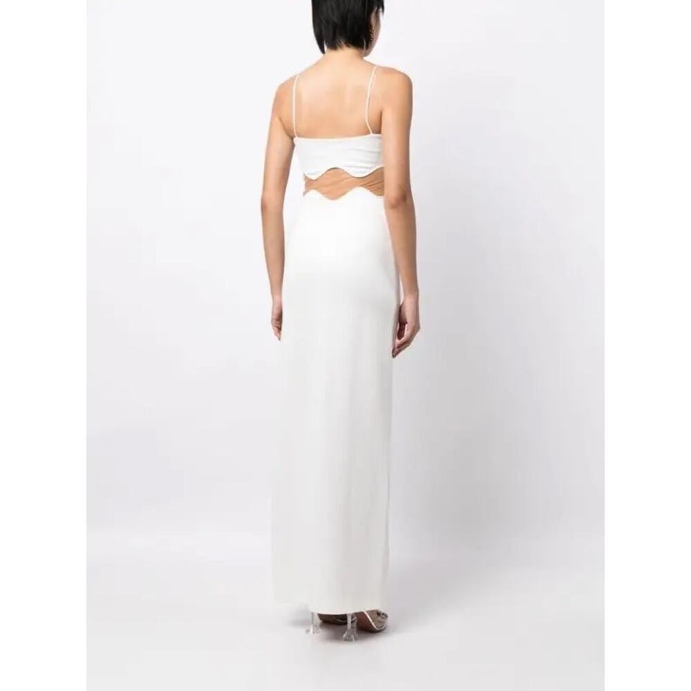 Galvan London Isola Bella Dress White Mesh Cutout Column Gown 40 US 8 Viscose - Picture 3 of 11